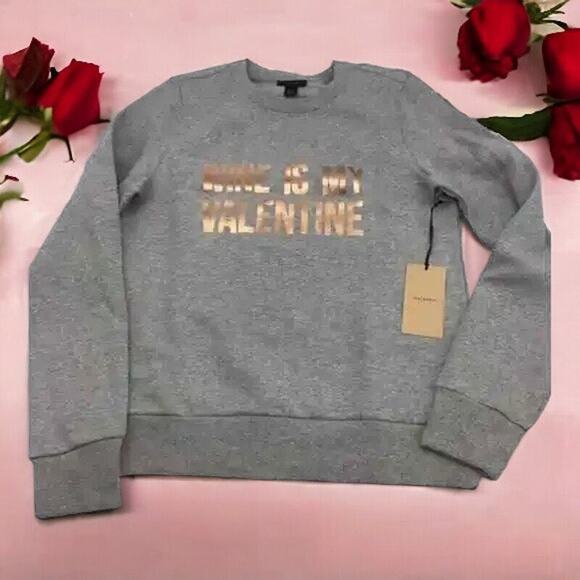 Halogen Women’s Gray Gold Graphic Sweatshirt Wine Is My Valentine Size S NWT - Picture 2 of 16